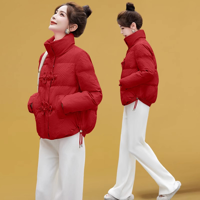 Cotton-Padded Short Jacket for Women, 2026 New Winter down Cotton Coat, Fashionable New Chinese Style Red Jacket for Mothers Cotton-Padded Short Jacket for Women, 2026 New Winter down Cotton Coat, Fashionable New Chinese Style Red Jacket for Mothers