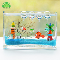 marimo seaweed ball micro landscape ecological bottle hand made glass marine animal floating ball luminous whale dolphin crab