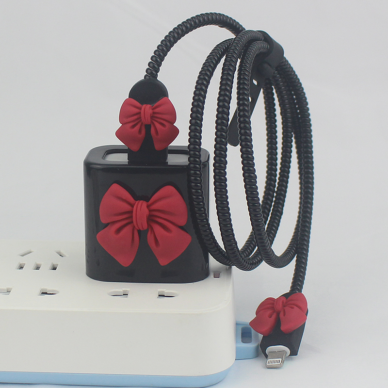 Butterfly bow charger protective sleeve 20W head cover for Apple 14 Pro 1213 data line protective wire winding rope