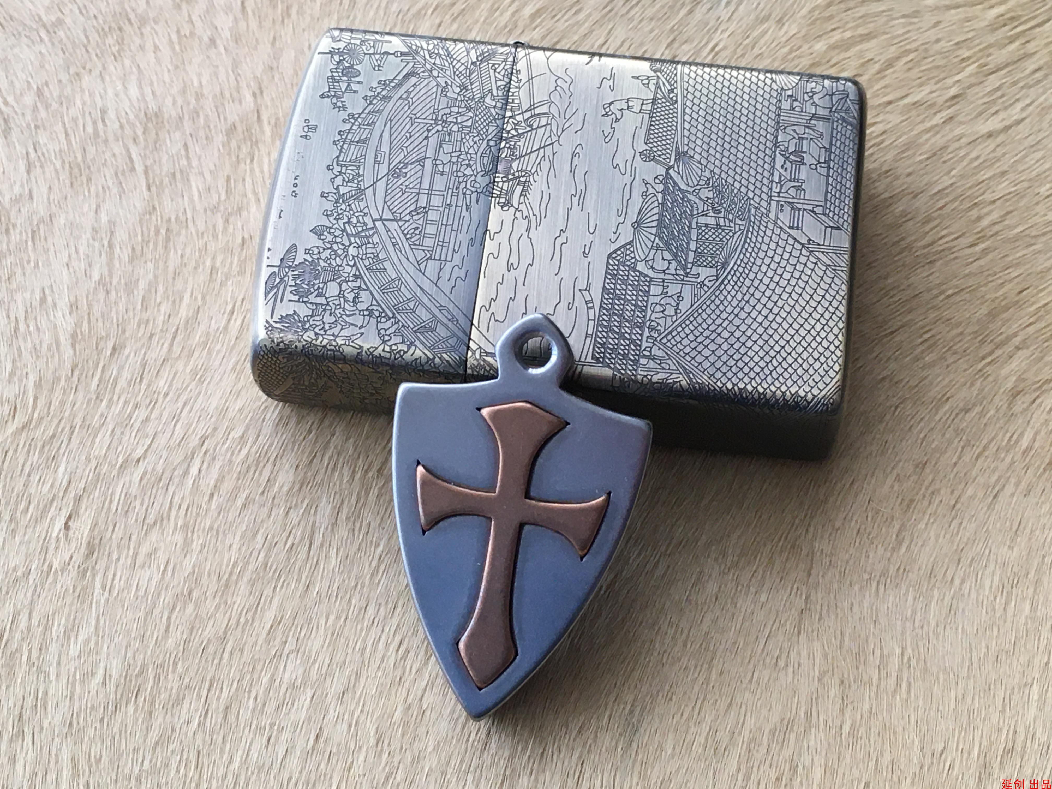 Cross Mosaic Process Titanium Alloy Pendant Necklace Pendant Umbrella Rope Handmade DIY Knife Pendant Pendant