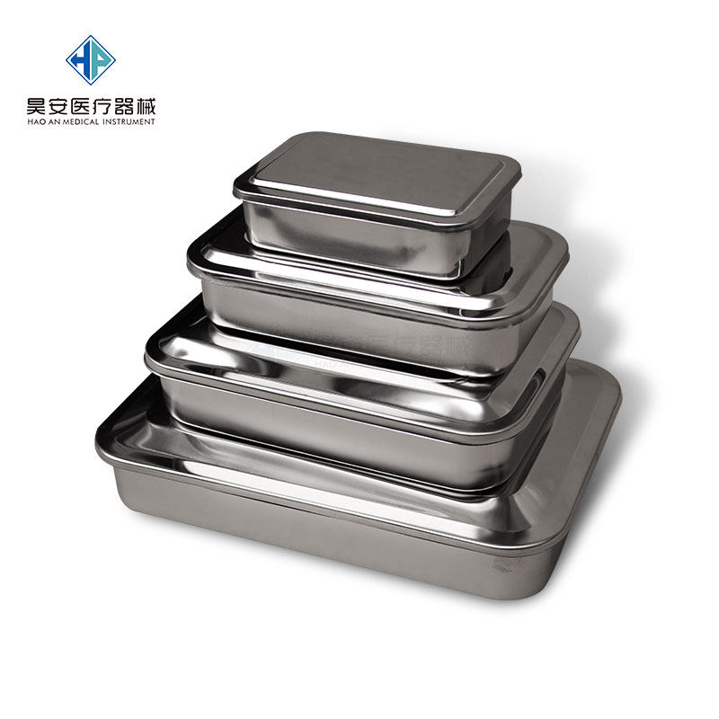 医院不锈钢有盖方盘器械消毒方盘带盖托盘牙科防碘304加厚全自动