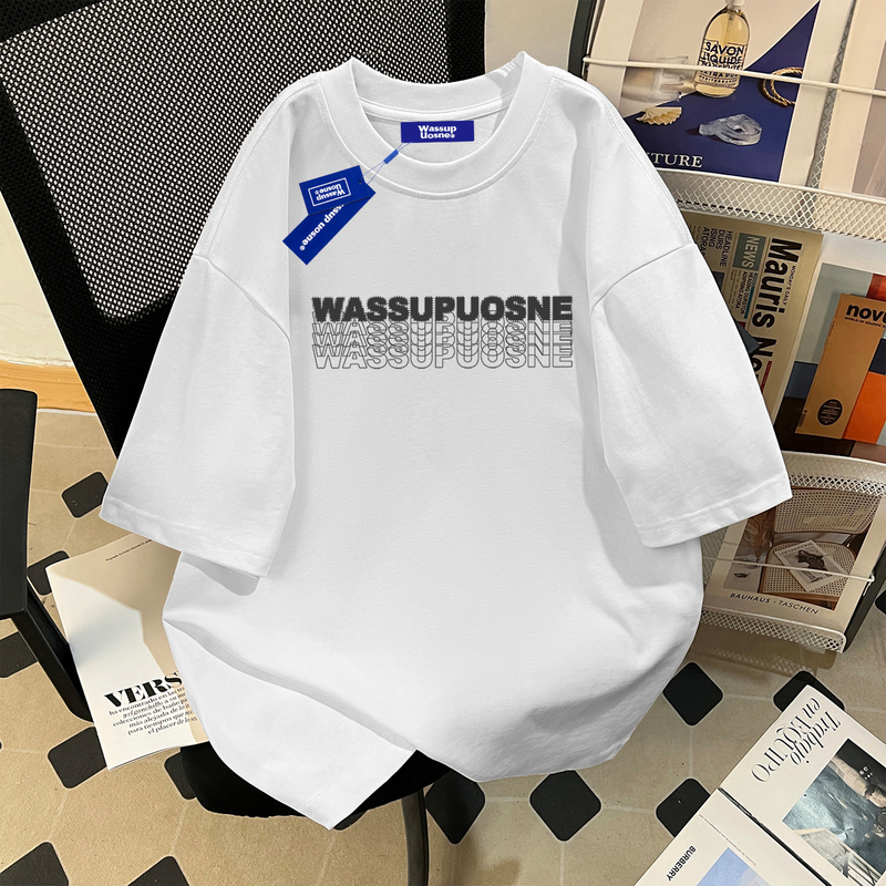 Wassup Heavyweight Pure Cotton Short-Sleeve T-Shirt for Men, 2026 Summer New American-Style Simple Loose Half-Sleeve Trendy Brand Top