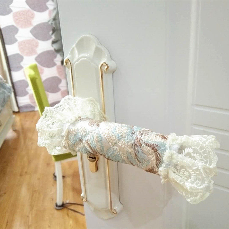 Door handle protective cloth lace embroidery anti-collision mat warm anti-slip door handle glove winter anti-static door knife