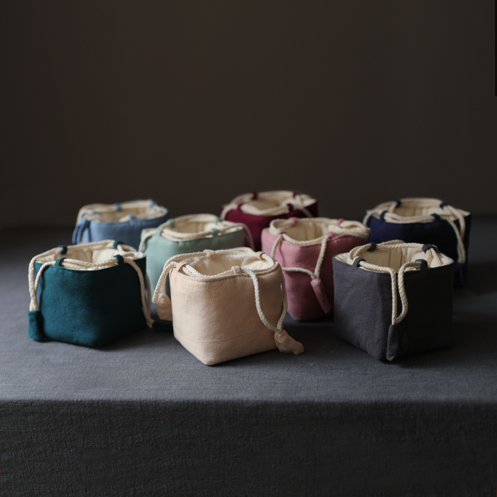 Spring mud solid color thickened cotton cloth storage travel bag Tea pot Tea cup Tea set Teapot small cloth bag eight colors