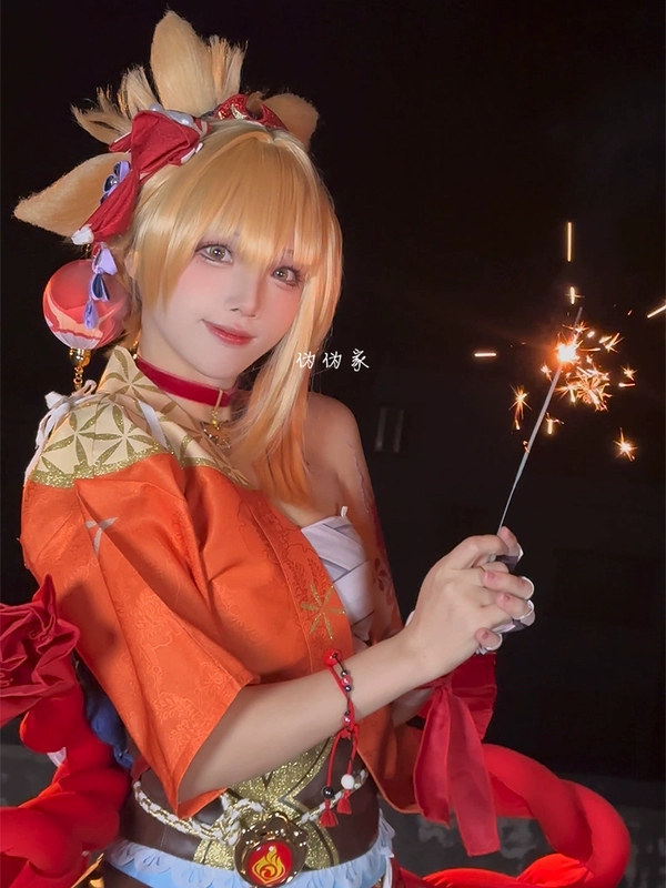 [Nhà giả] Genshin Xiaogong chia tóc kiểu đuôi ngựa kiểu tóc giả cosplay phong cách đặc biệt