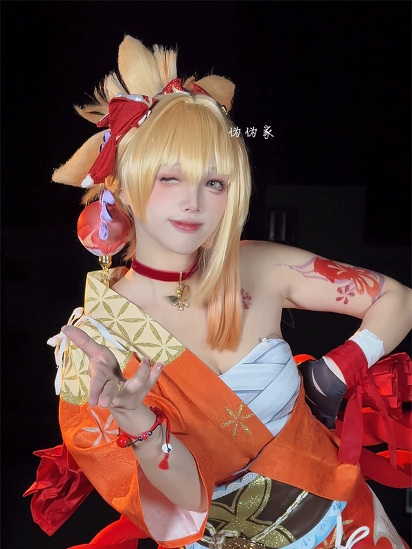 [Nhà giả] Genshin Xiaogong chia tóc kiểu đuôi ngựa kiểu tóc giả cosplay phong cách đặc biệt