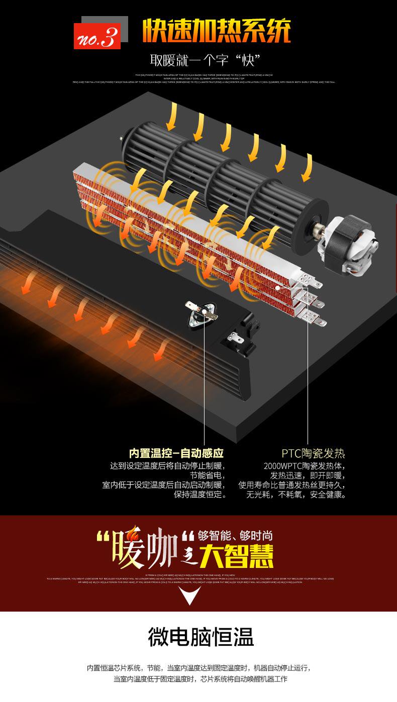 康佳 居浴两用暖风机 壁挂取暖器 2000W 图8
