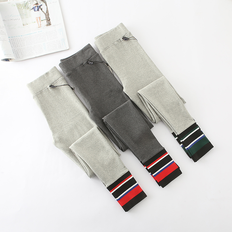 Quần legging thể thao sọc hàn quốc mùa thu nữ không có sợi cotton nhung Chân co giãn để mặc quần dài quần baggy nữ