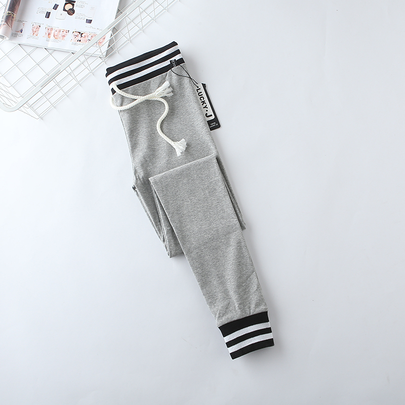 Mùa thu và mùa đông dày quần legging thể thao nữ cotton bó sát co giãn kéo dây khâu chân Dệt kim chân chín quần quần baggy kaki nữ