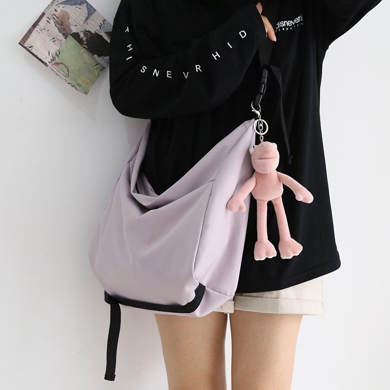 Hong Kong Mori Department 100 Lap Pure Color Bag Women Skew Satchel Bag single shoulder bag Female college student Tutorial Bag bag Pack 2021 new