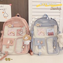 Han Prints wind 100 lap students Schoolbags Female Original Juku Ulzzang Large Capacity Backpack High School Junior High School Junior High School Students Double Shoulder Bag