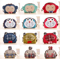 Korean canvas coin bag Female cartoon student double coin bag card bag Cosmetic storage bag