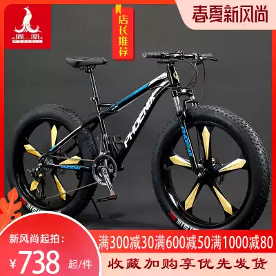 Mountaineering bicycle Men's and women's off-road shock absorption 4 0 wide tire bicycle adult variable speed beach Phoenix snowmobile