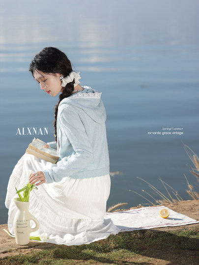 鹿向南「慵懒时光」白色蛋糕半身裙女早秋小个子a字裙半身长裙