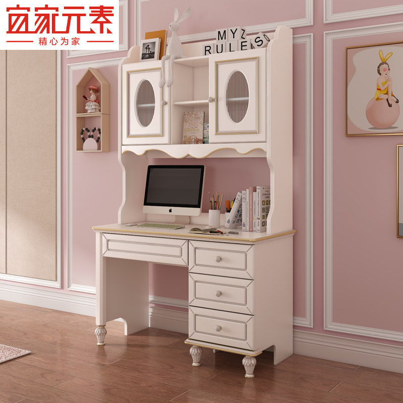Light luxury children learn the right angle desk bookshelf one writing desk for tableware and chair multi-functional small household type