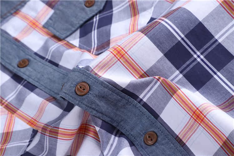 Dụng cụ rút sợi bông nhuộm tủ thanh niên nam nhiều túi denim khâu kẻ sọc áo sơ mi dài tay giản dị áo sơ mi nam ngắn tay công sở