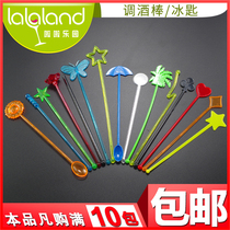 Creative acrylic mixing spoon plastic cocktail stick milkshake tea juice drink coffee milk mixing stick
