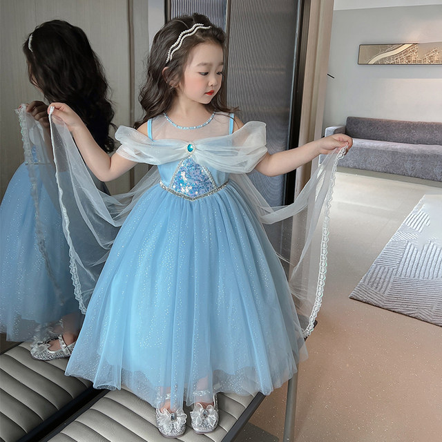 Elsa Princess Dress Girls Summer New Children's Skirt High-End Children's Skirt Frozen Dress Elsa Dress