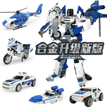 Alloy deformation toys five fit robot alloy car man model motorcycle police car boy toy