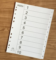 A4 11 holes 1-10 white cardboard paging paper index paper slippery paper 10 pages digital white card paper sorting paper