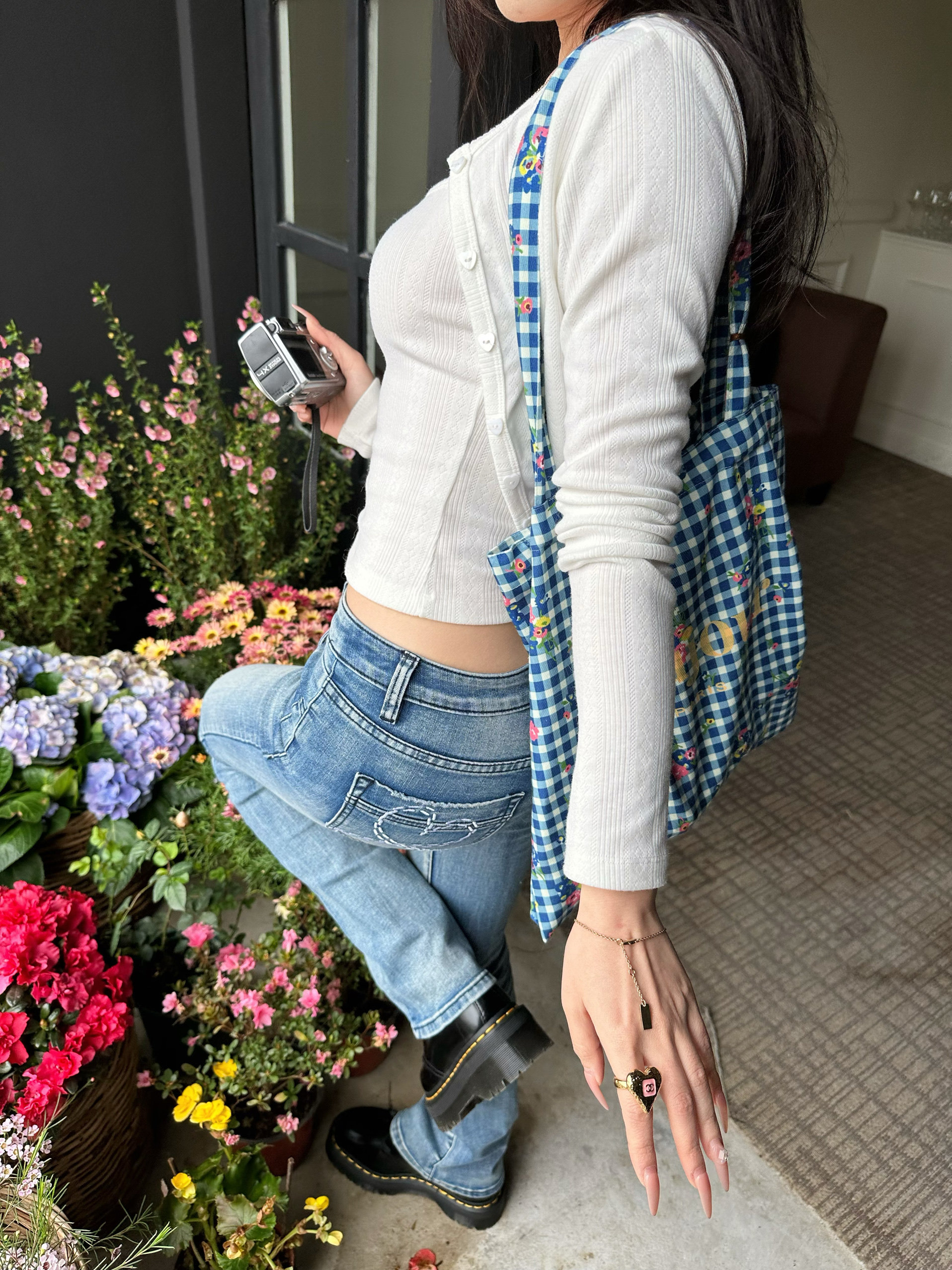 Оригинальные popchee｜Версия небесно-голубая Сейлор Мун｜Высокая эластичность микро-клеш! Сердечки на заднем кармане