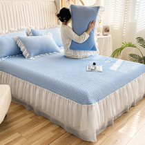 2021 New Summer Bed Ice Silk Cool Bean Gauze Soft Mat Baby Available Summer Non-slip Bed Linen Bed Skirt