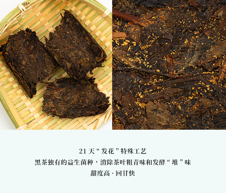 国津 安化黑茶 金花手筑茯茶 2斤*2盒 14年毛茶制作 图7