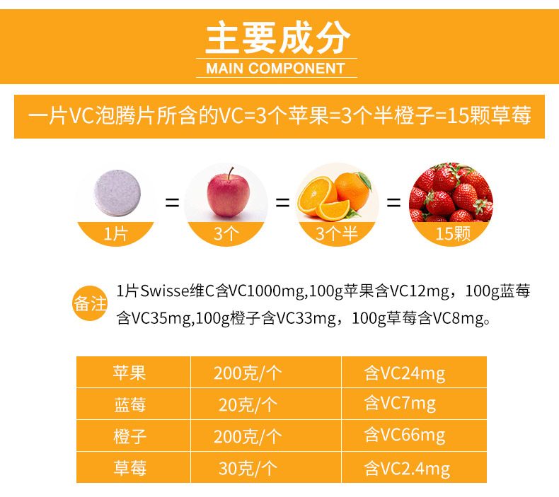 澳洲进口Swisse维c泡腾片60粒