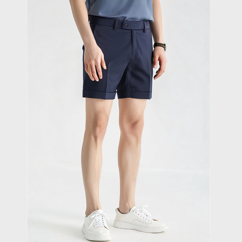 Summer Bird-Eye Suit Shorts for Men, Wrinkle-Free 5-Point Pants, Business Casual, Straight-Leg, Slim Fit, Rolled Hem, Versatile, Slimming, Simple Summer Bird-Eye Suit Shorts for Men, Wrinkle-Free 5-Point Pants, Business Casual, Straight-Leg, Slim Fit, Rolled Hem, Versatile, Slimming, Simple