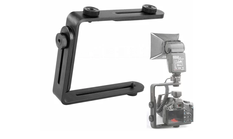 Hình chữ L khung đôi đèn flash chụp ảnh khung L-khung gắn camera LED Light SLR - Phụ kiện máy ảnh DSLR / đơn túi đeo máy ảnh
