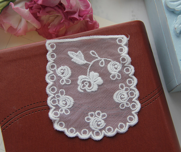 38 handmade DIY clothing accessories, Japanese single lace, white mesh embroidery, square rose embroidery, cloth stickers, patches