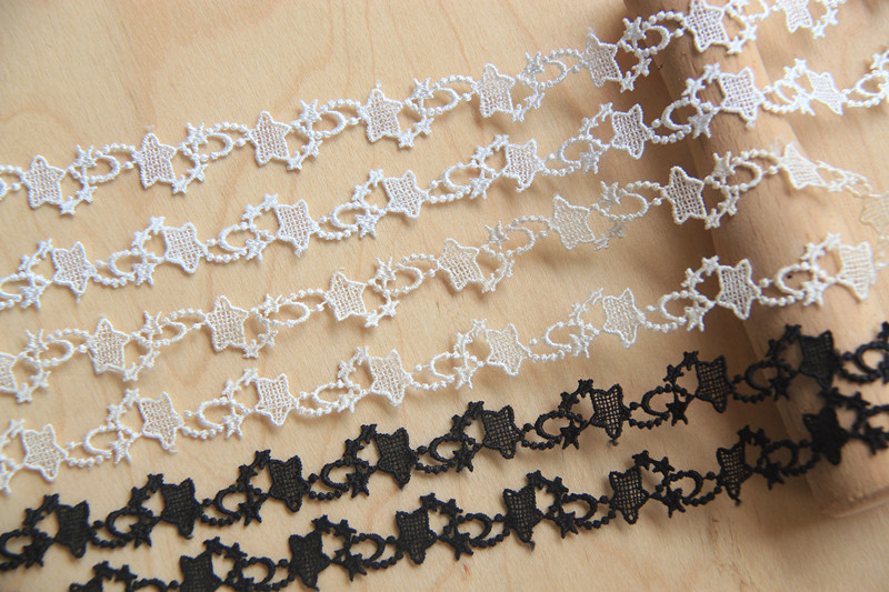 D24D23 Japanese version of handmade clothing accessories lace water-soluble silk thread embroidery star embroidery lace width 1 5c