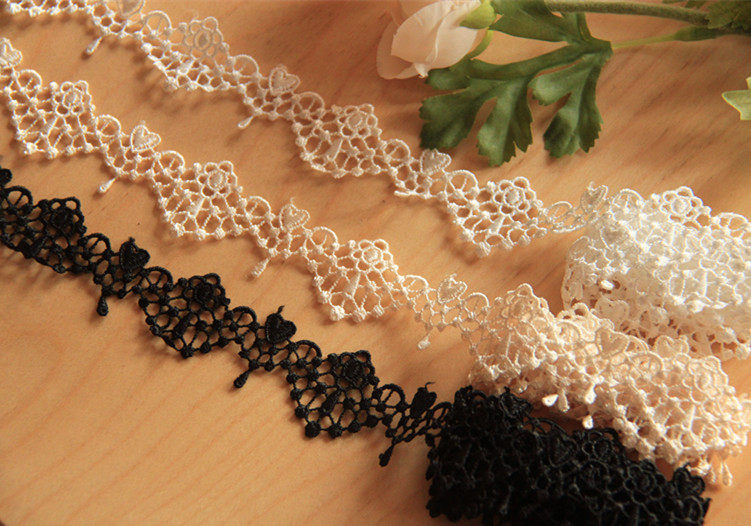 A14D5 handmade clothing lace accessories water soluble lace lace black and white beige clothes trim side width 3CM