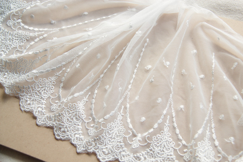 A8G7 handmade DIY clothing accessories lace Glossy water jade dot palace extension mesh embroidery lace width 20cm