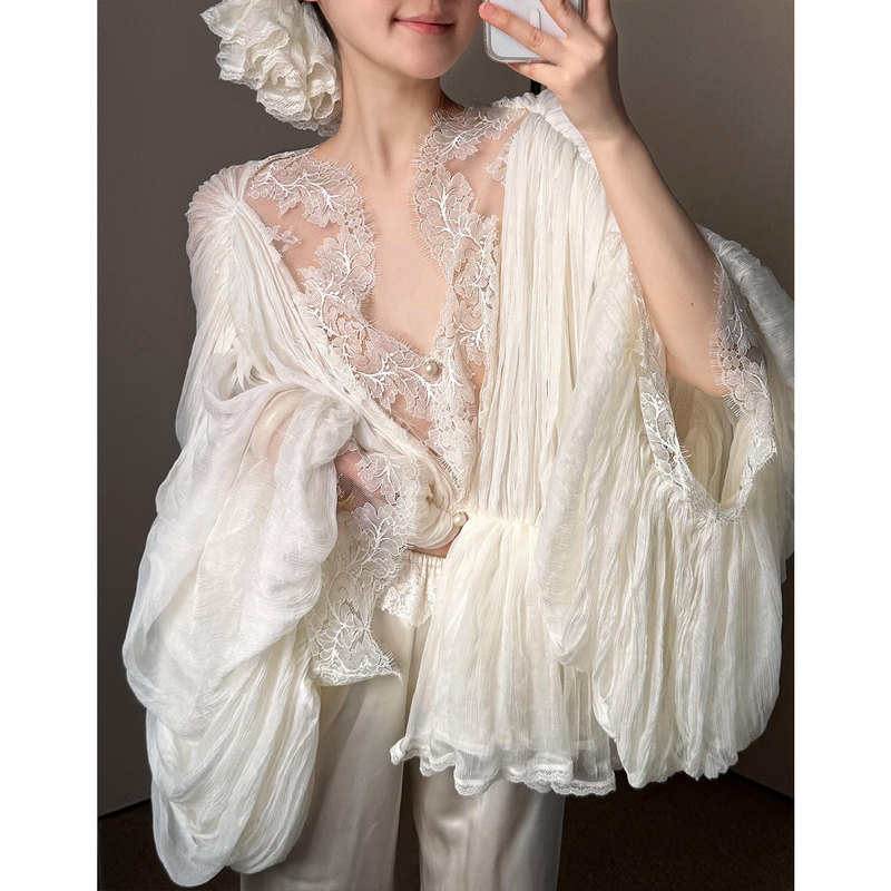 100% Rayon White Super Fairy-Like French Lace Stunning Pure Desire Top Women's Sun Protection Shirt Unique and Fairy-Like Jacket 100% Rayon White Super Fairy-Like French Lace Stunning Pure Desire Top Women's Sun Protection Shirt Unique and Fairy-Like Jacket