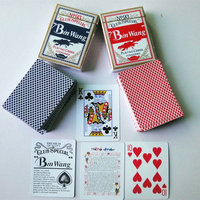 Binwang wide pair of red and blue two-color paper playing cards Texas Hold'em Baccarat poker Wear-resistant playing cards