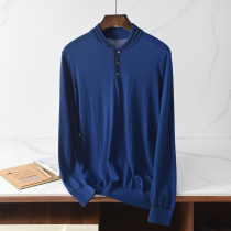 2021 autumn and winter New worsted pure cashmere sweater men buckle Henry collar knitwear 100% cashmere