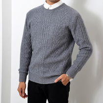 2020 Autumn new mens padded round neck cashmere sweater cashmere sweater cashmere twist knit sweater