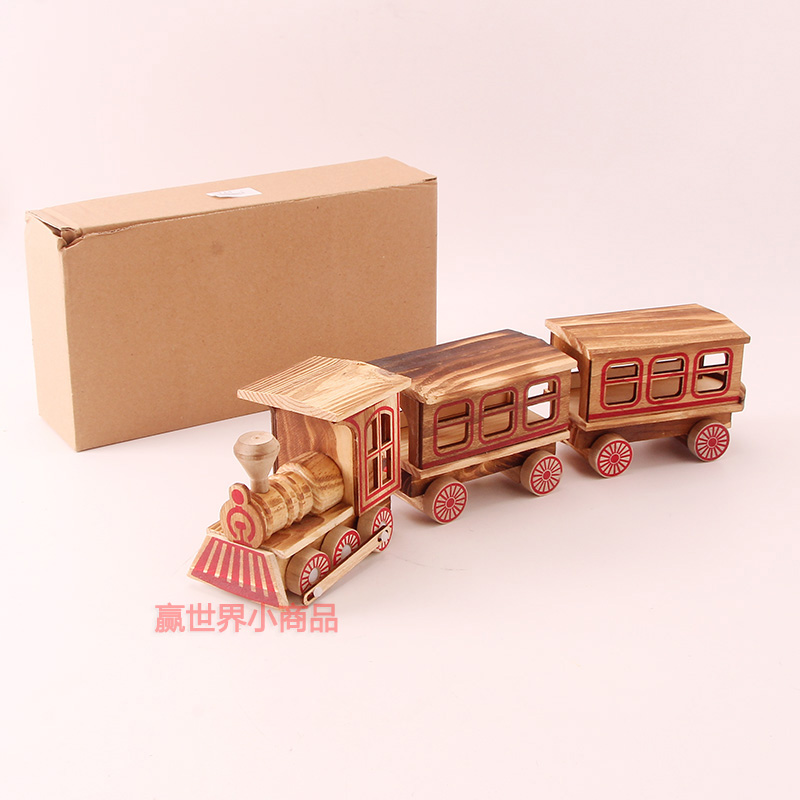 Wooden craft gift ornaments locomotive model three train ornaments simulation furniture wooden ornaments creative home accessories