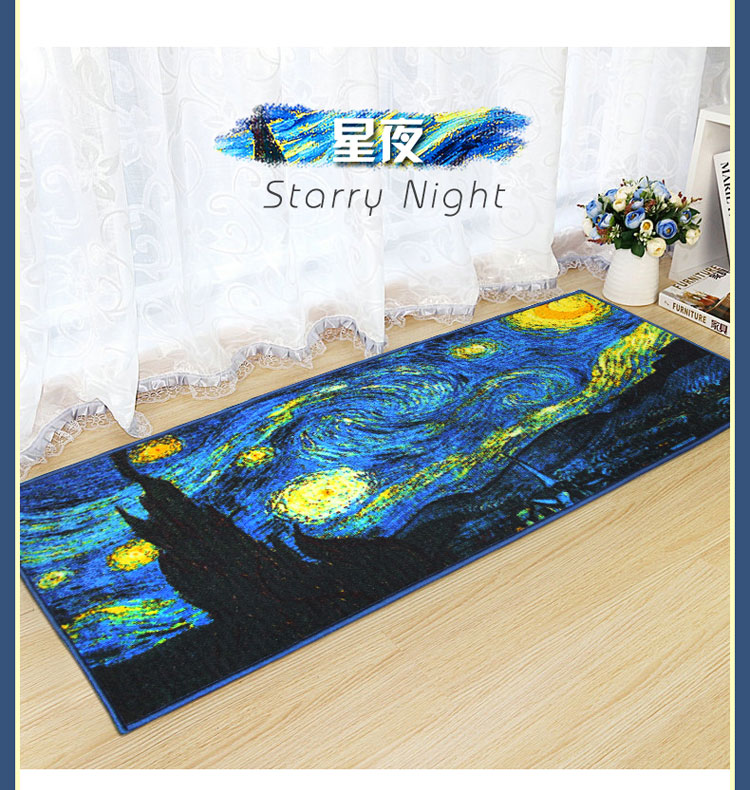 Bảy thảm men van Gogh sao mai hoa nhà bếp mat mat cửa mat nhà cửa phòng ngủ dài mat - Thảm sàn thảm lót chân