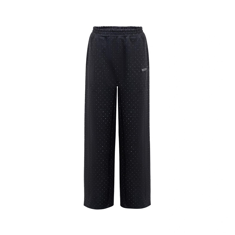 2025 Autumn/Winter Sparkling Silver Starry Sky Rhinestone Air Layer Fashion Casual Sweatpants Long Pants Unisex