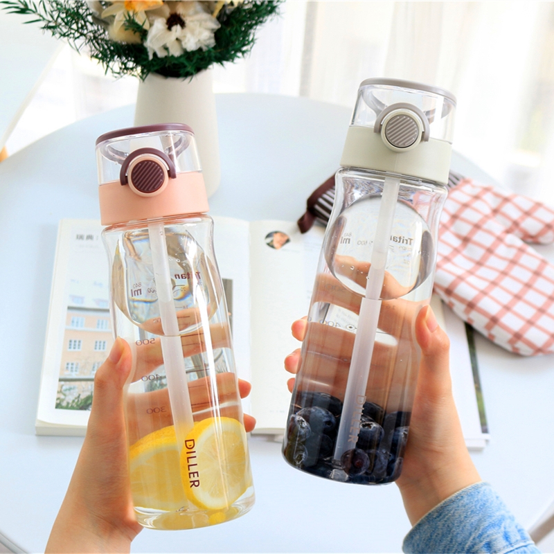 Sports Water Glass Large Capacity Fitness for girls and girls portable straw cups Inwind adults Summer Plastic Korean version of the cup