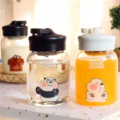 Korean creative glass portable simple cup Female student Korean cute small fresh water cup Couple accompanying cup