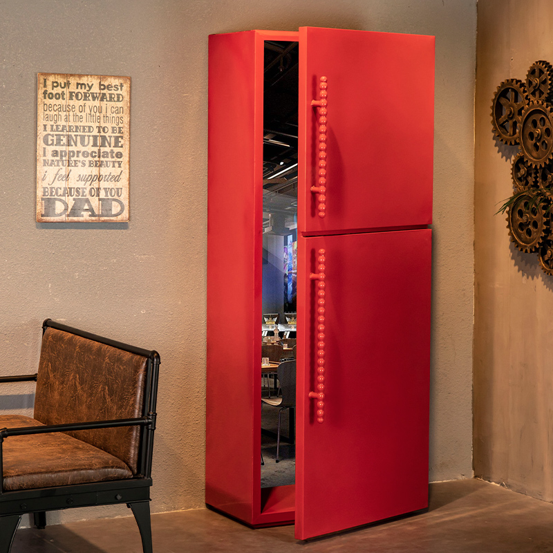 Retro Internet Red Fridge Bar Door Shake Sound Creativity Industrial Wind Bar Door door Door Personality Gate Dark Door