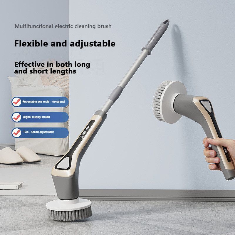 New Electric Cleaning Brush, Multifunctional for Home and Kitchen, Dual-Purpose for Sweeping, Handheld, Extendable, Powerful Cleaning Tool