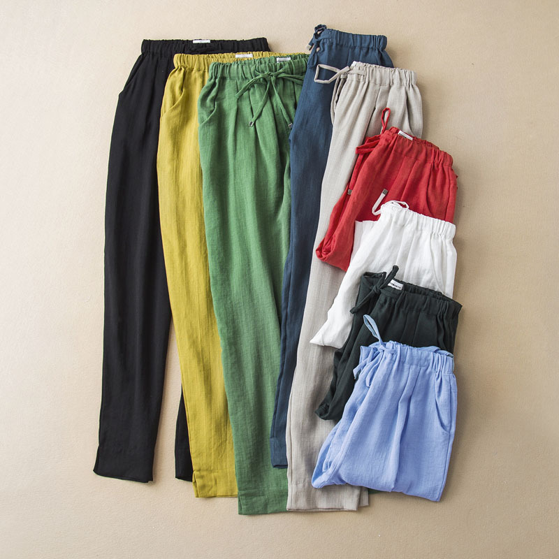 2026 Summer Thin Cotton Linen Pants Women's Capri Pants Cropped Pants Loose Plus Size Casual Pants Women's Harem Pants