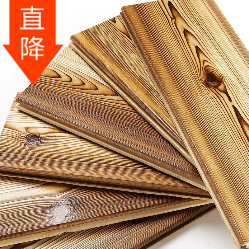 Sauna board surface carbonized brushed paint-free buckle board solid wood suspended ceiling attic balcony clapboard fire wood door head wood