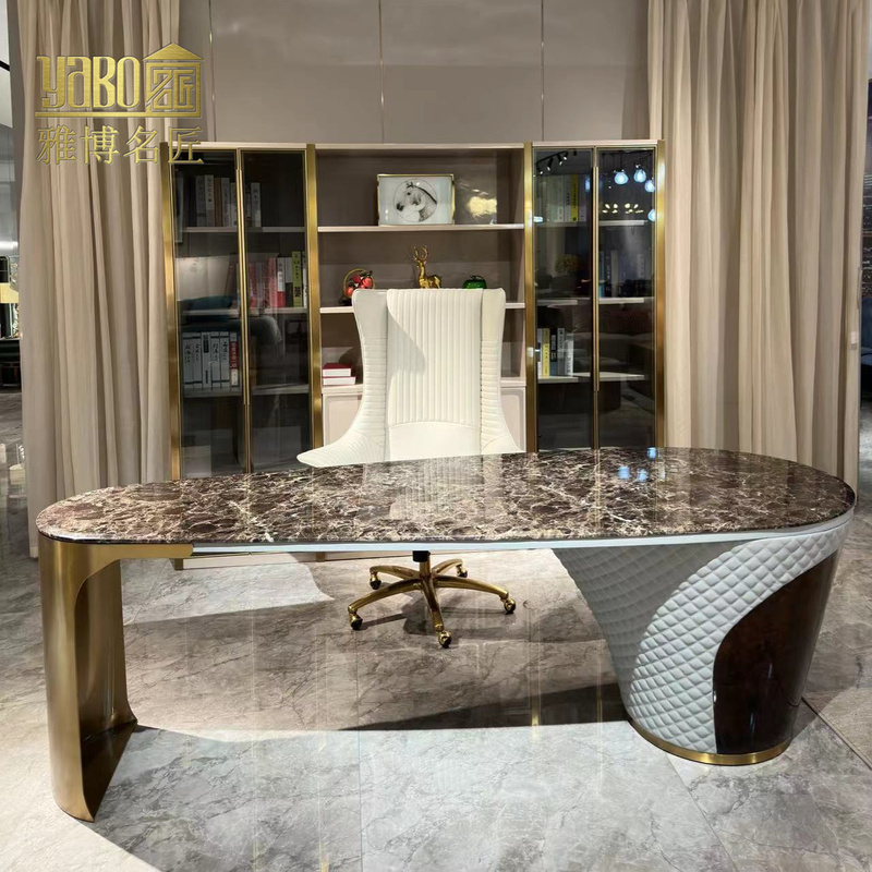 Light Luxury Marble Desk, Designer Writing Desk, High-End Italian Minimalist Executive Desk, Home Study Office Desk