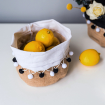 LIMlife Nordic Bohemian stitching tassel net red Caddy fun black and white linen storage bag flower pot set