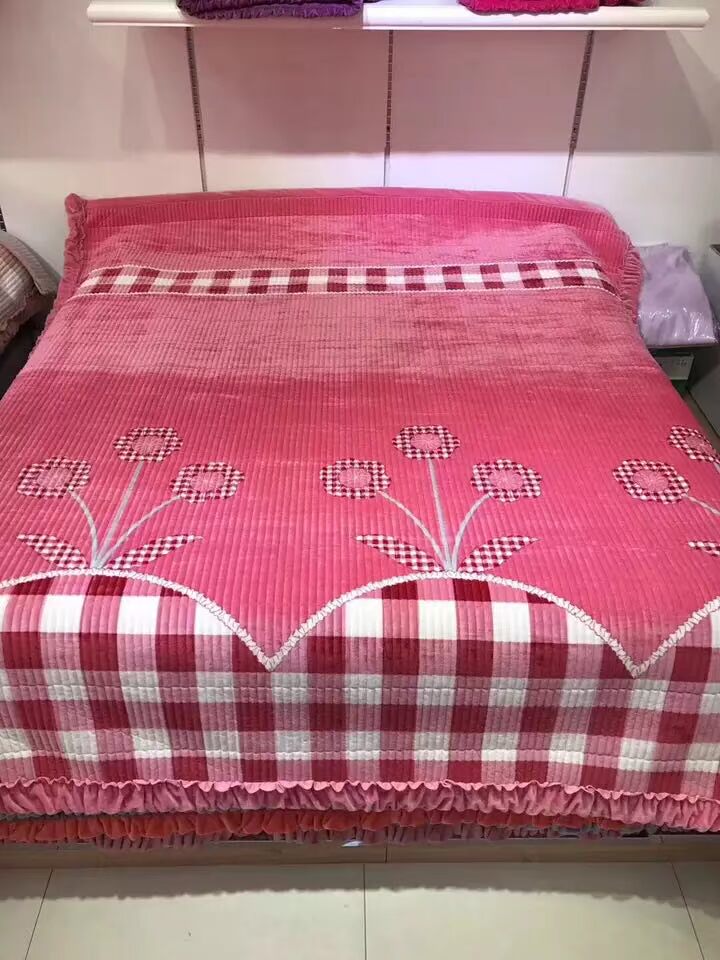 Pha lê nhung chống tĩnh điện kẹp bông cạnh dày ấm chăn đa năng chăn bông hai mặt trải giường drap giường everon